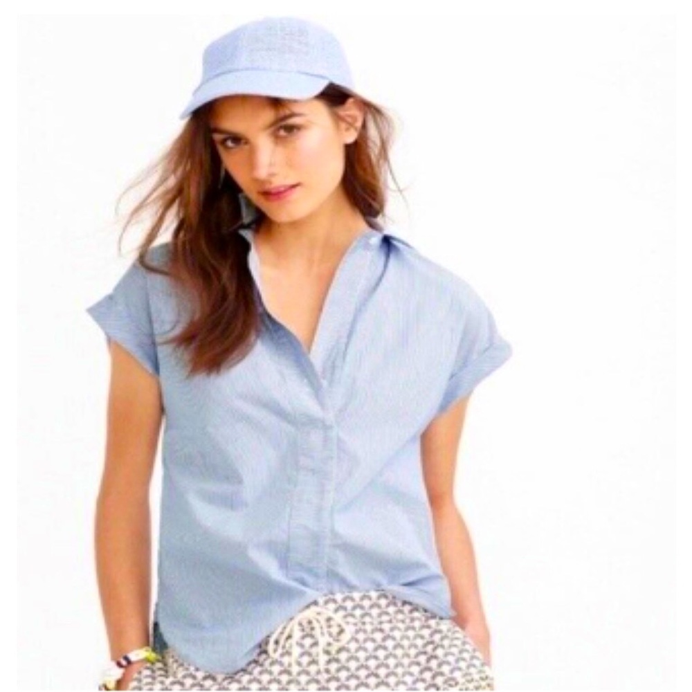 JCrew Blue Stripe Button-up Blouse Size 00